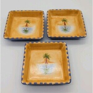 Clay Art Mirage Palm 4" Dipping Dish Set Of 3